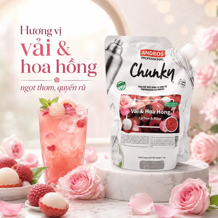 Mứt vải & hoa hồng ANDROS CHUNKY
